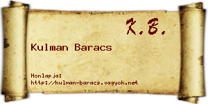 Kulman Baracs névjegykártya